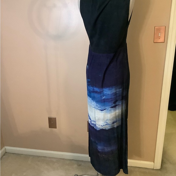 Motel Rocks Urban Outfitters Black Blue Purple Sunset watercolor Maxi Dress LG. - Picture 6 of 12